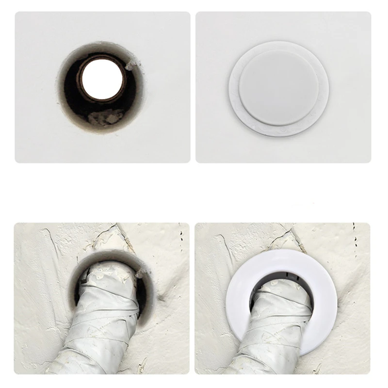 Air Conditioning Pipe Hole Decorative Cover Wall Hole Plug White Plastic 1pcs for Pipe Decorative Cover Shielding air conditioning pipe cover