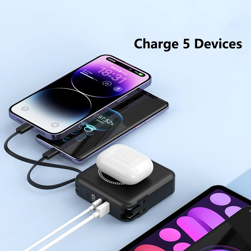 10000mAh Magnetic Wireless Charger Power Bank 22.5W Fast Charging for iPhone 14 Samsung Huawei Xiaomi Powerbank with Cable Plug