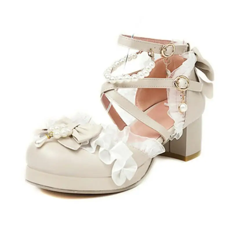 

Princess Lolita Girls Mary Janes Shoes Summer Women Sweet Party Dress Cosplay Wedding Pumps Platform Chunky Heels Plus Size30-46
