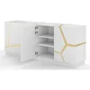 Reception Desks, 78.8" Wide Modern Staton Buffet Glossy White Lacquer with Champagne Gold Embellishments, Desks 4