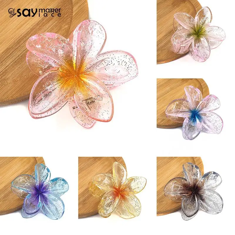 

1PCS Colorful Hair Flower Clip Clips Hawaiian Plumeria Beach Flowers Claw Barrettes Accessories Barrette Kids Women Hair Claw