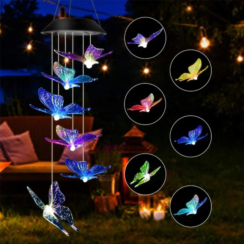 Solar Wind Chime Lamp LED  Pendant Lamp Color Change Waterproof Decorative Lamp Outdoor Park Courtyard Balcony Garden Decoration