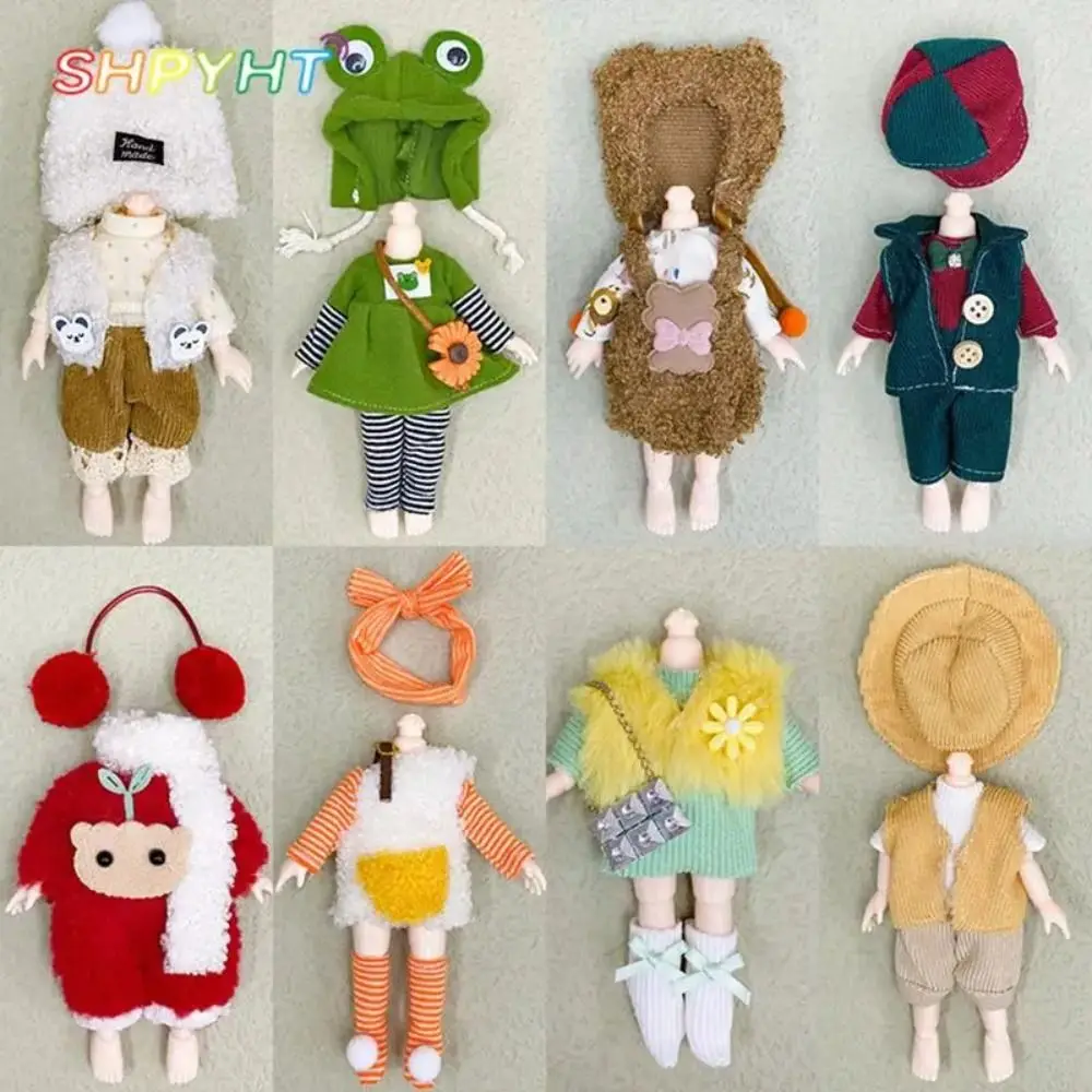 16-17cm Ob11 Doll Fashion Bjd Doll Winter Dressup Skirt Cute Clothes Set Replacement Outfit Fashion Clothes DIY Doll Accessories