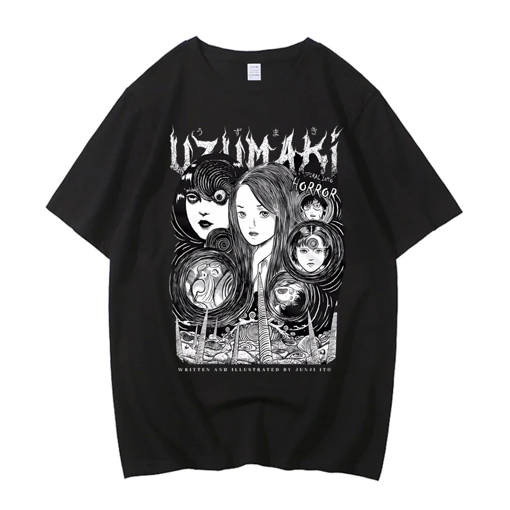 Junji Ito T Shirt Men Punk Hip Hop Tees High Quality Cotton Casual T-shirt Anime Graphic Tees Unisex Streetwear Male