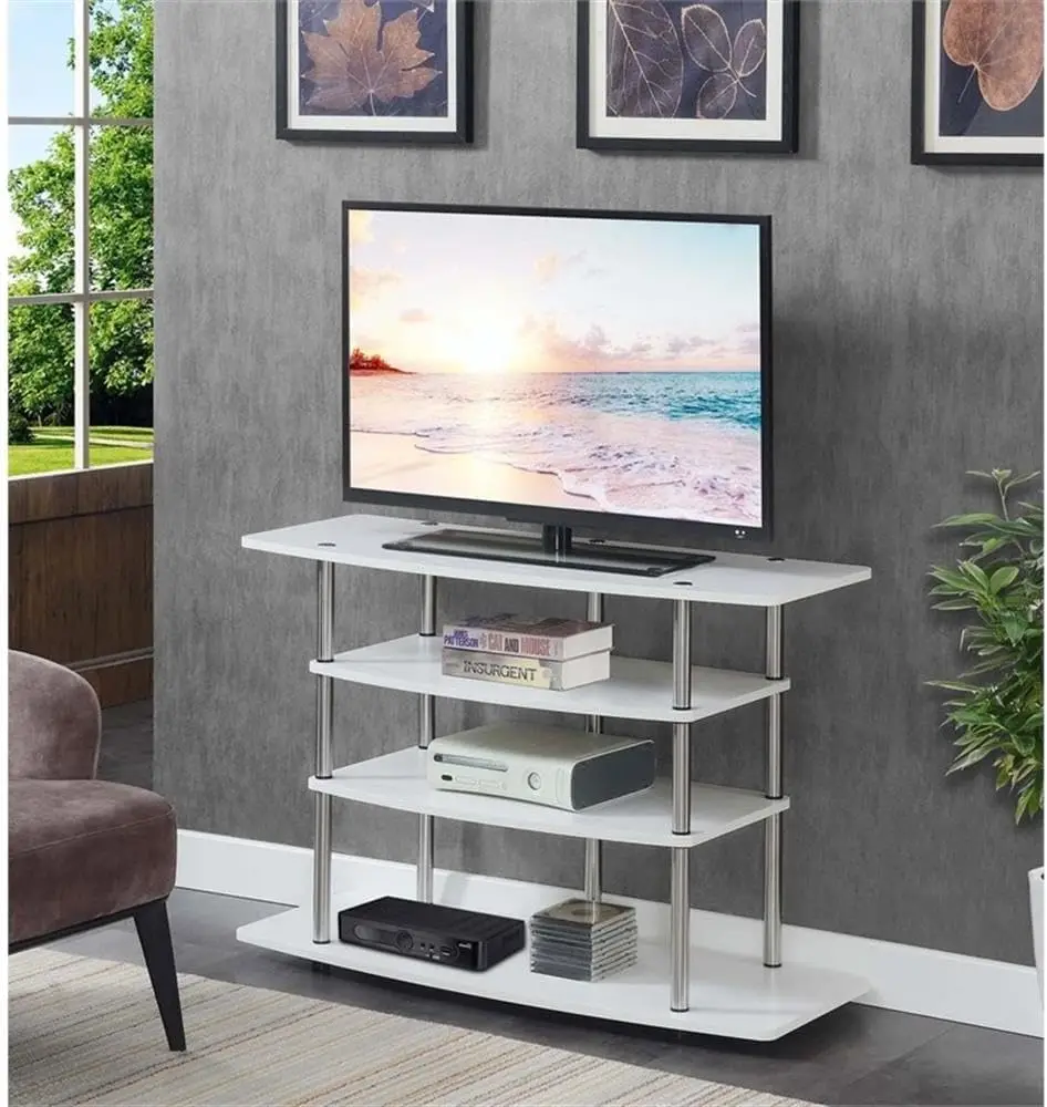 Designs2Go Tools Wide Highboy TV Stand, 42" L x 15.75" W x 28" H, White