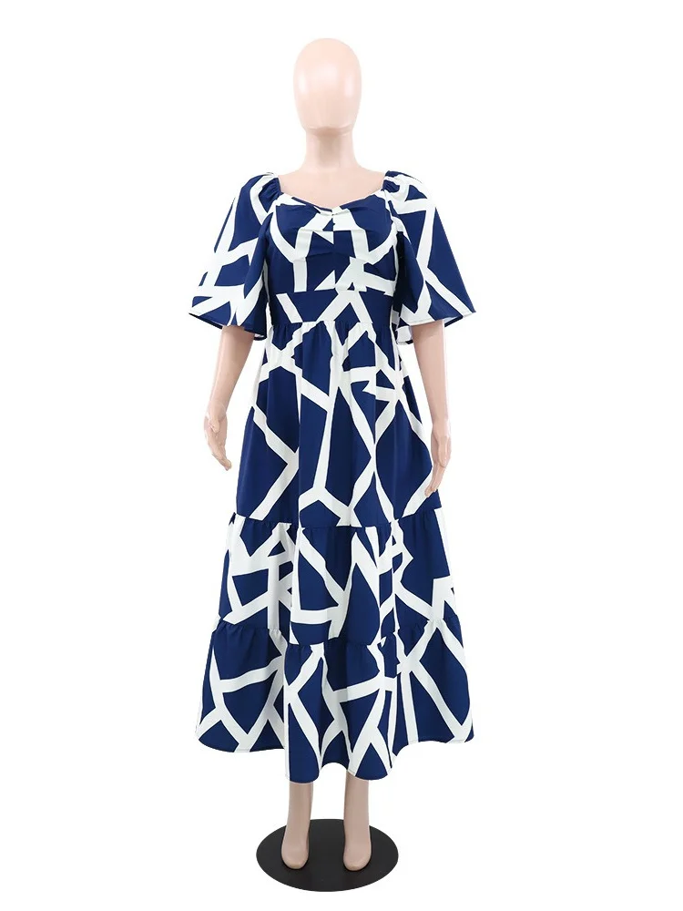 Wmstar Dresses Women Party Sexy Stretch Sweet Summer Holiday Clothes Elegant Long Length Dress V Neck Wholesale Dropshipping