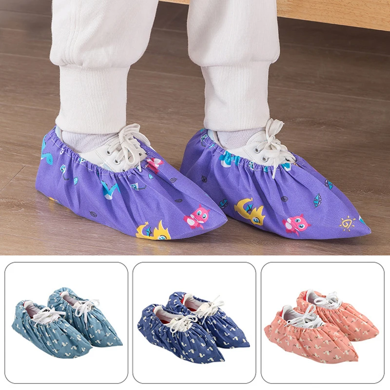 1Pair Reusable Dust Proof Shoe Covers Home Indoor Non-waterproof Sets Of Shoes Student Room Flamingo Dust Proof Feet Covers shoe covers