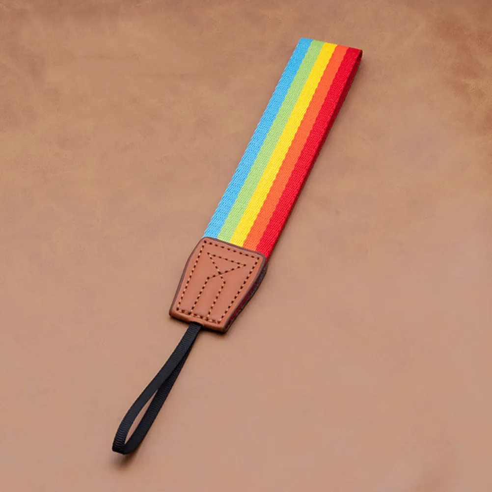 범용 카메라 손목 스트랩 레인보우 스트라이프 디지털 카메라용 강화 안전 스트랩 휴대용 기기 안전 그립 솔루션