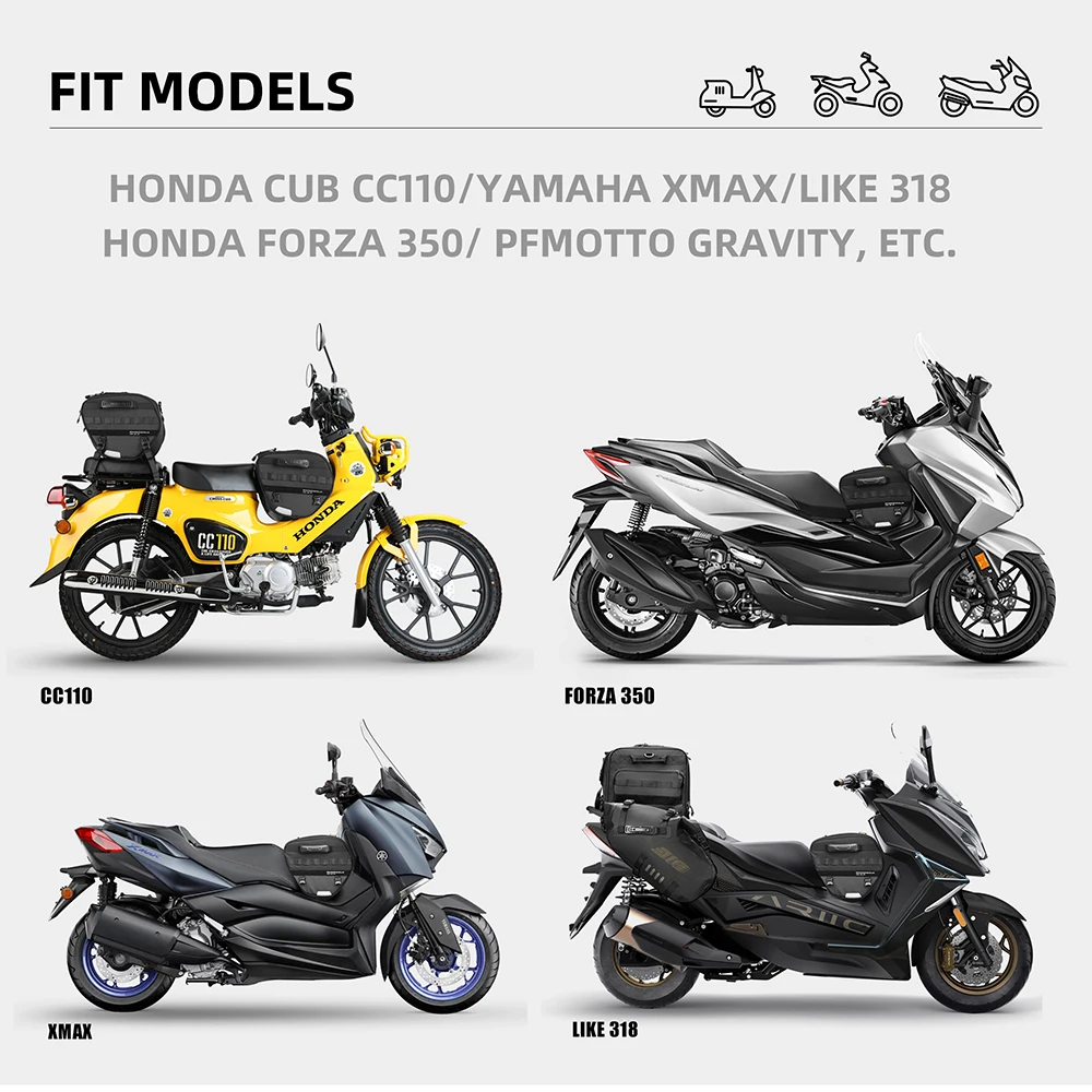 Rhinowalk Motorcycle Scooter Tunnel Bag Waterproof Tank Tail Saddle Storage  Rear Seat Bag For Honda ADV150 オートバイ用サドルバッグ Compatible With ADV 350 For PCX 160 150 125 For CC110