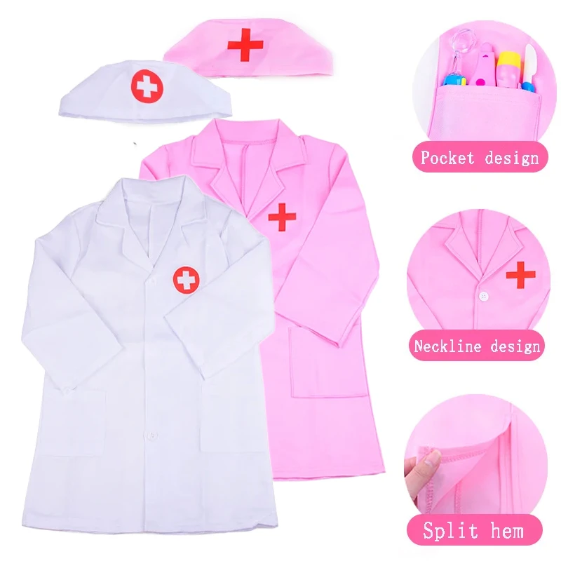 Doctor Play Set Children Doctor Toys Pretend Play Role Playing Puzzle Early Education Interactive Toy Nurse Clothing Birthday Gifts for Kids TMZ
