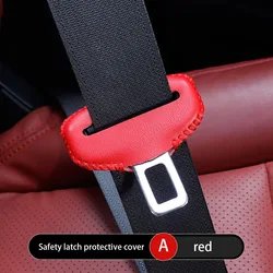Universal Car Seat Belt Buckle Protector - PU Leather Anti - Collision Cover (A - Red)