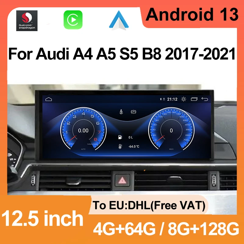 

Qualcomm 665 12.5" Wireless Carplay Android 13 128G Head Unit Multimedia Player GPS Navigation For Audi A4 A5 S4 S5 A4L B8 17-21