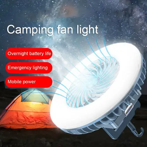 LED 텐트 팬 램프, 다기능 방수 충전식 캠핑 램프, 천장 팬 조명, 휴대용 하이킹 조명, 냉각 팬, 2in 1 2