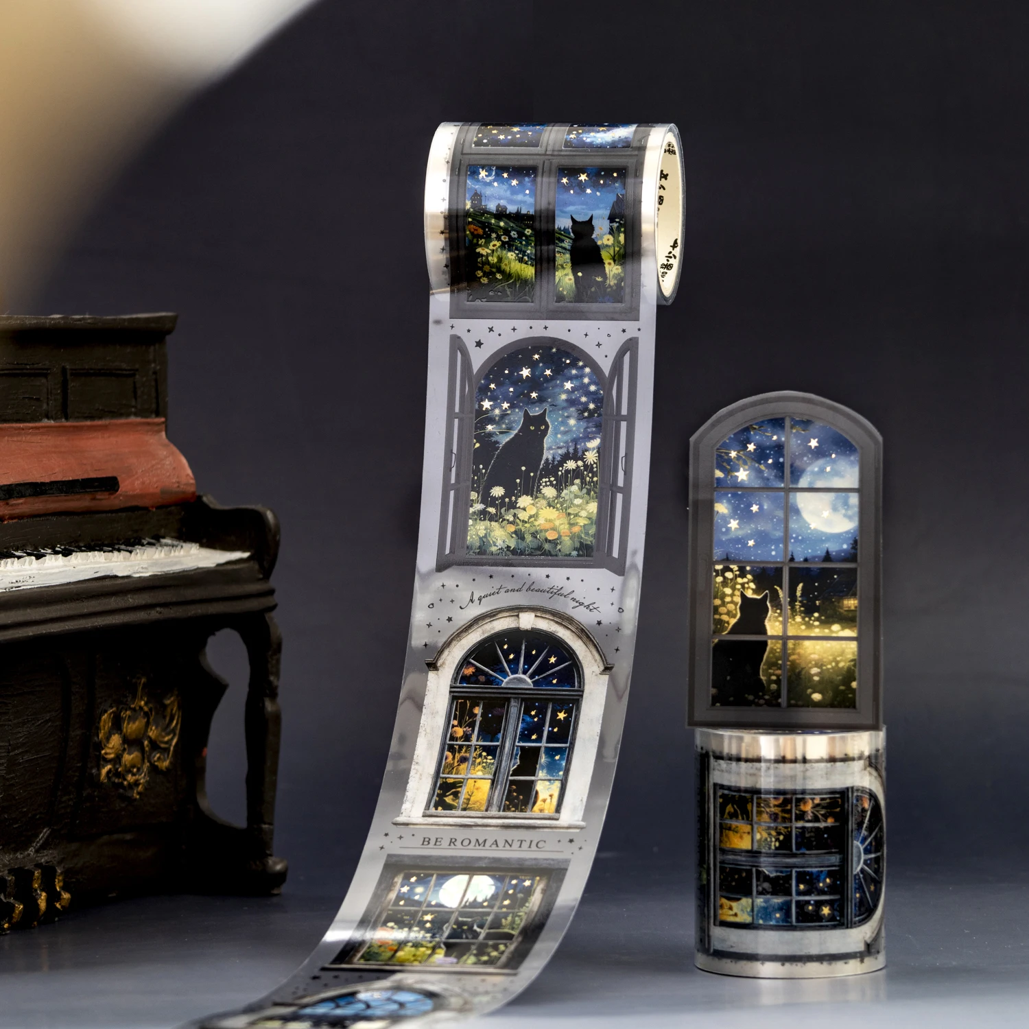 어두운 밤 아래 어두운 스타일 Washi 테이프 DIY 스크랩북 스티커 저널 플래너 마스킹 테이프 편지지 사무용품