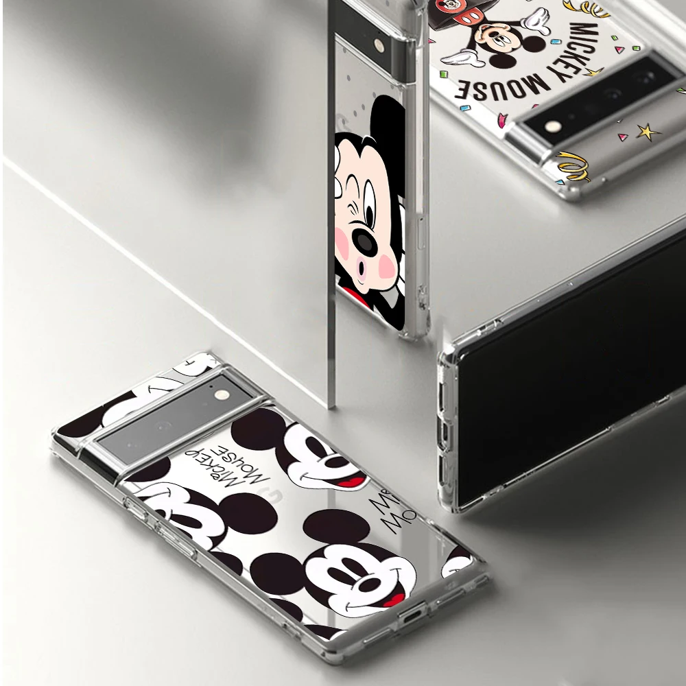 Disney Mickey Mouse Funda de teléfono phone case For Google pixel 7 4 5 6 A PRO XL anime cartoon Transparent silicone cover Gift