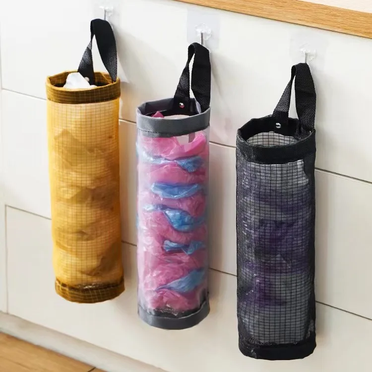 Garbage Bag Holder Home Grocery Wall Mount Plastic Bag Holder Dispenser Hanging Storage Trash Kitchen Organizer