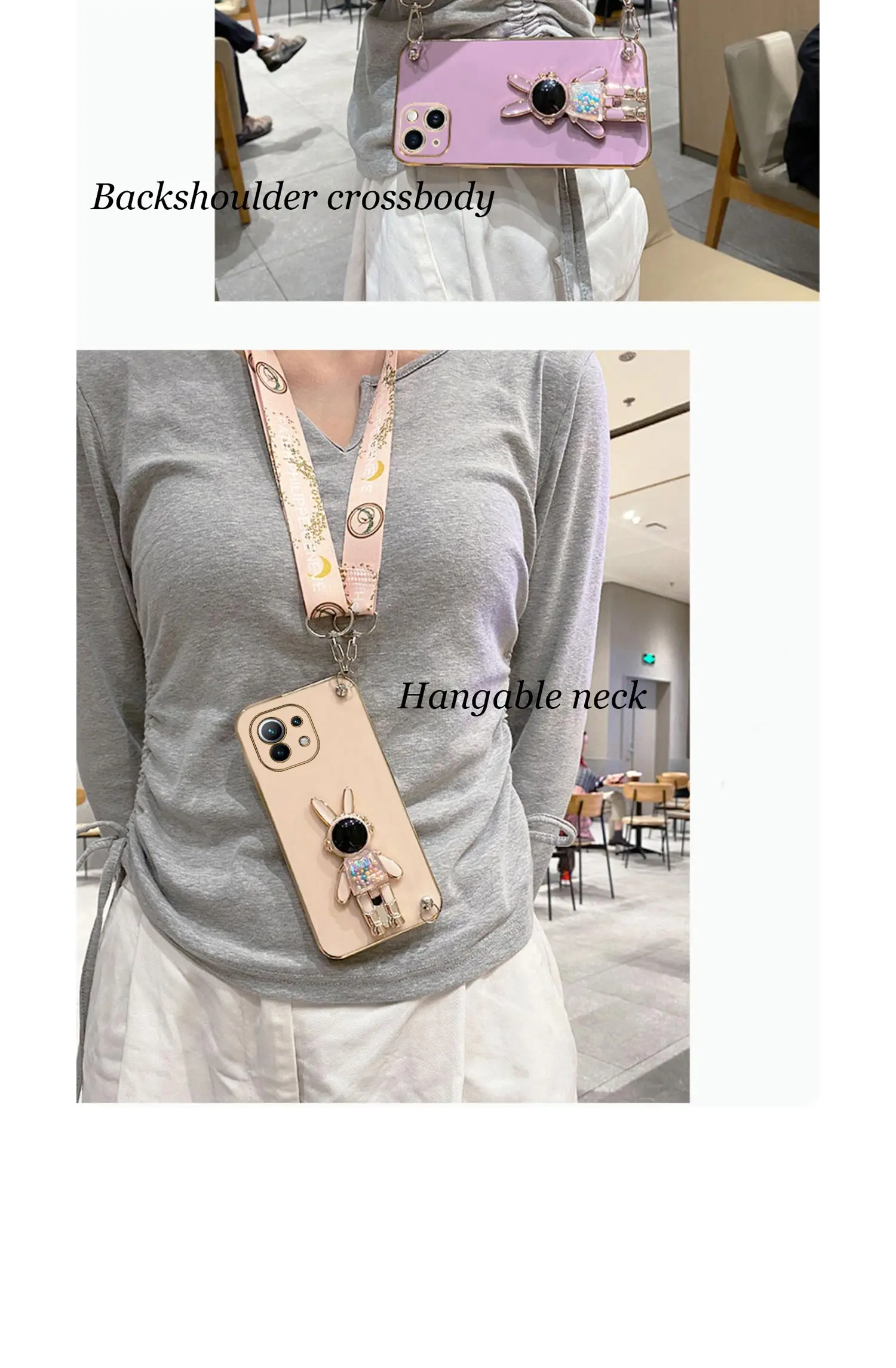 Crossbody Candy Rabbit Lanyard Strap Case For Xiaomi Mi 12T 11T 12 10 Mi13 13 Pro Lite 11 Ultra 5G 8 9 9T Cover_voghion.com