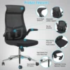 Ergonomic Home Office Chair, High Back Desk Chair - Fixed Headrest with Flip-Up Arms, Tilt Function, Lumbar Support and PU Wheel 3