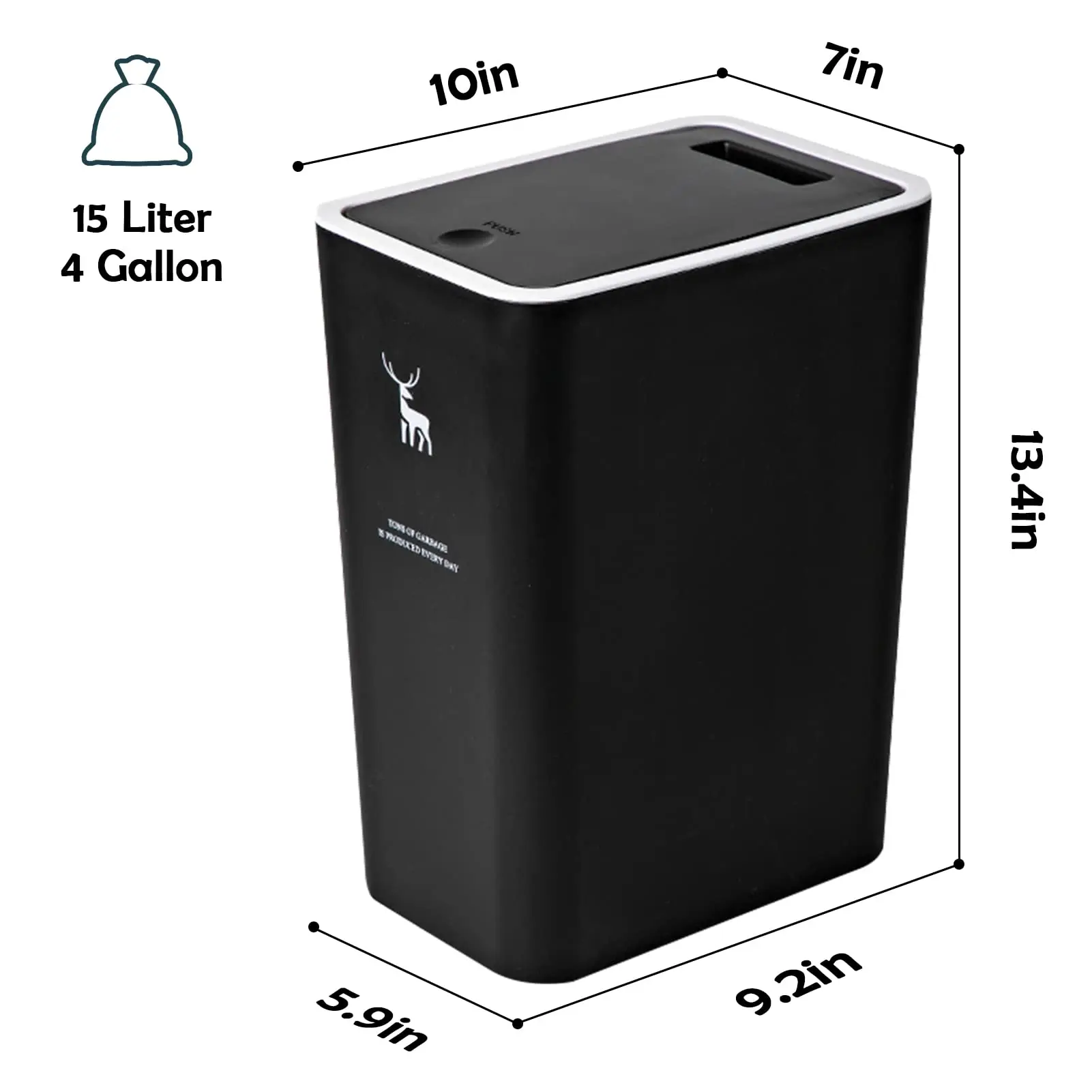 Katutude Pattumiera Con Coperchio A Pressione 15L - Sottile Per Cucina E Bagno - 4