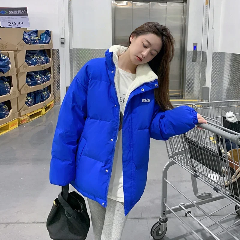 Check Cropped Coat Retro Autumn and Winter Zipper Hooded Coat Thick Warm Faux Fur High Street Sexy Stitching Jacket 2023 New
