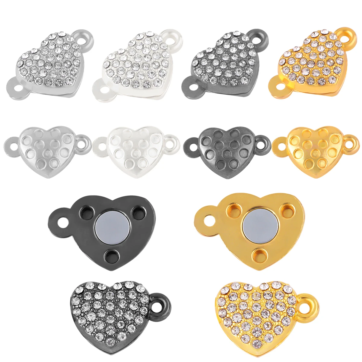 2set Runde Herz Magnetische Haken für Armband Halskette Machen Kristall Perlen Befestigungen Verschluss Schnalle Schmuck Stecker Zubehör