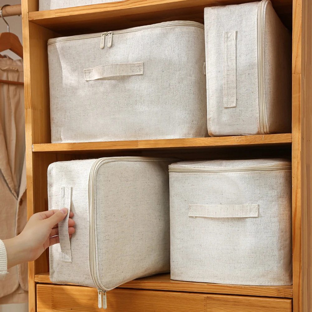 Foldable Fabric Quilt Storage Bin Clothes Wardrobe Underwear Pouch Waterproof Storage Travel Bag Closet Organizer For Home 3