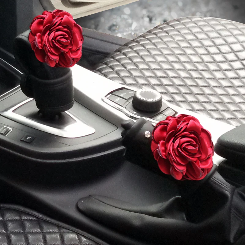 Red-Rose-Flower-Car-Interior-Accessories-Leather-Steering-Wheel-Cover-Auto-Crystal-Headrest-Pillows-Tissue-Box (2)