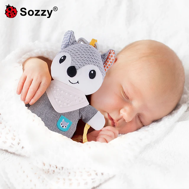 New Born Stuffed Toys Appease Fox Baby Toys Stuff Doll Hanging Rattle Plush Teething for Kids Car Seat Stroller Bedside Bell 4