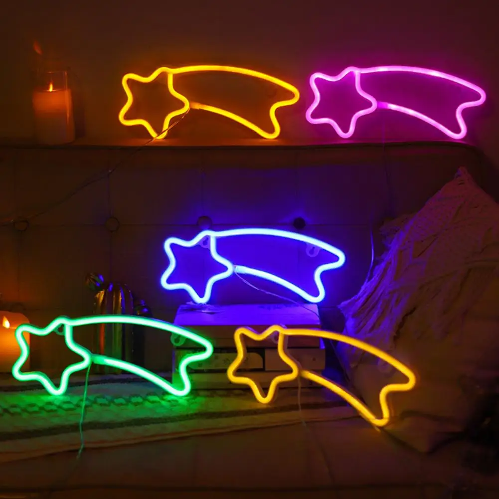 

Led Neon Sign Meteor Neon Sign Lamp Non-glaring Led Desktop Ornament Usb/battery Powered Unique Shape for Home Decor Neon Night