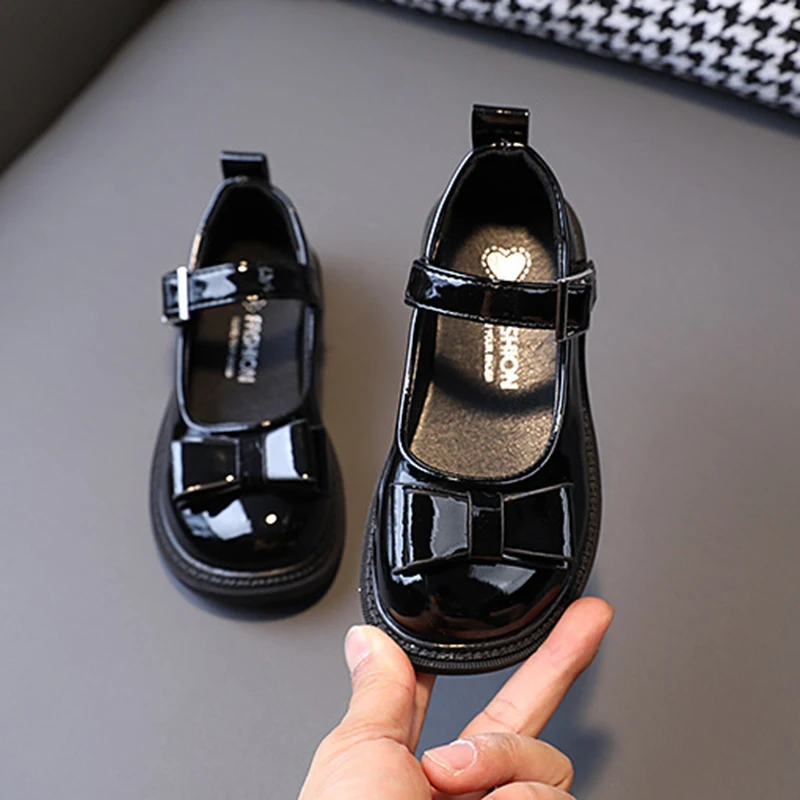 

Girls Princess Shoes Autumn Fashion Bow-knot Kids Shoes Soft Sole Casual Leather Flats for Big Girl Performance Party Dance