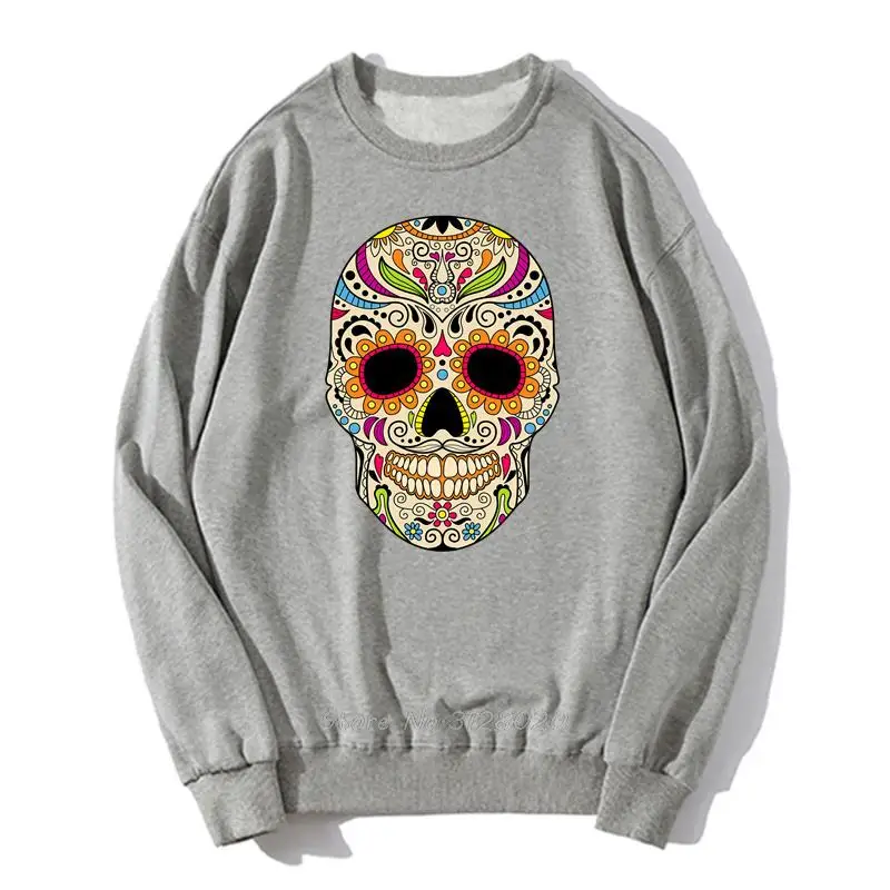 Mexikanischer Zuckerschädel, lustiger Kapuzenpullover, mexikanischer Farbschädel, einzigartiges Design, Kapuzenpullover, Herren, übergroßer Pullover, Unisex-Sweatshirt – Detail 3