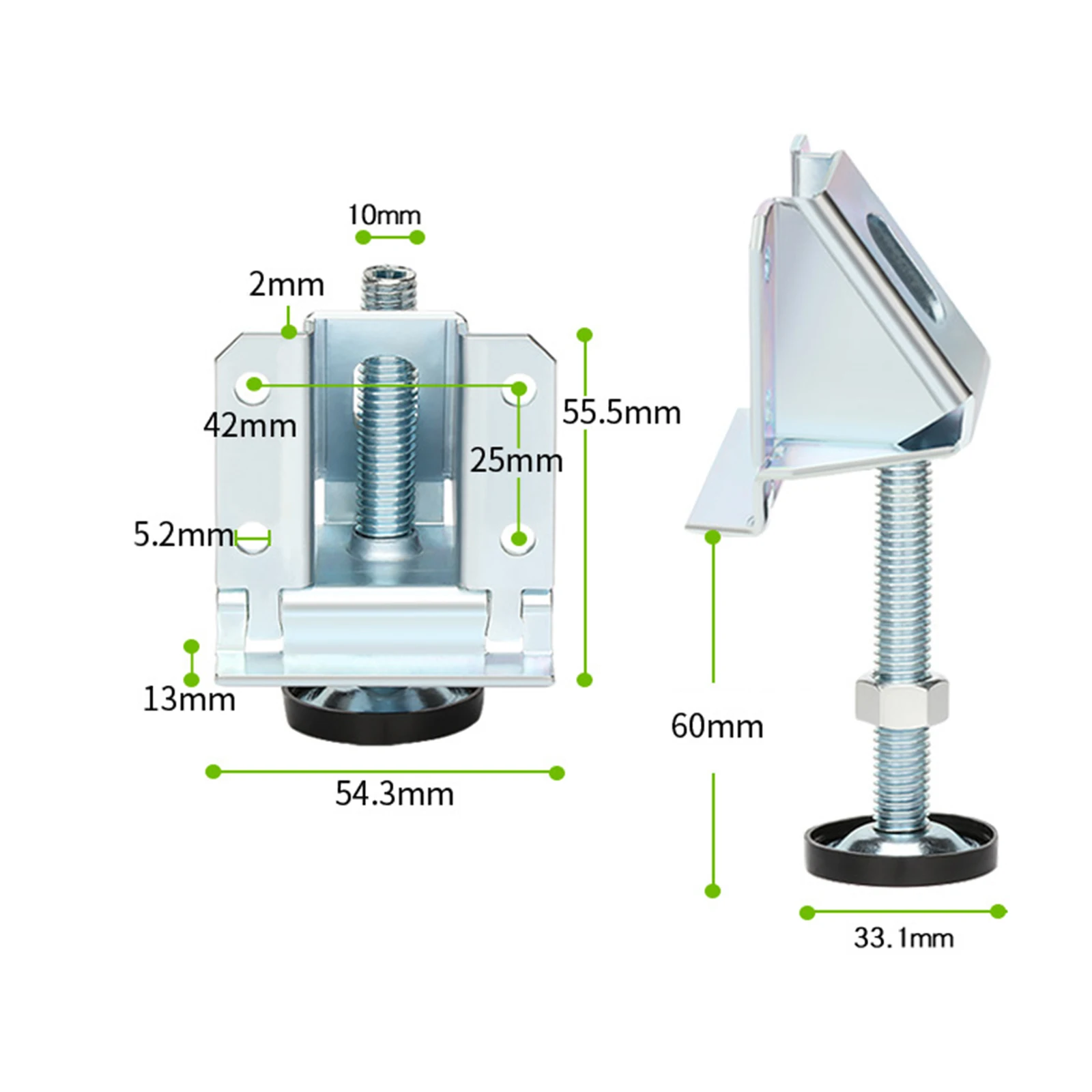 2Pcs 강력한 내 하중 보호 바닥 작은 피트 테이블 캐비닛 가구 다리 레벨러 헤비 듀티 미끄럼 방지에 대한 조절 가능한 높이