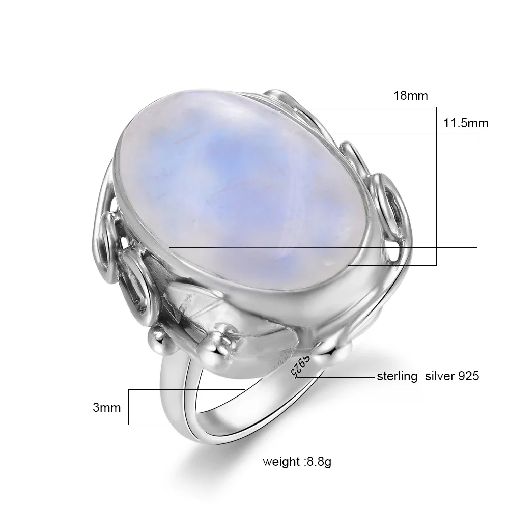 Vintage Finger Rings Women Oval 11x17MM Big Stones S9525 Sterling Silver Jewelry Ring Party Weeding Engagement Gifts