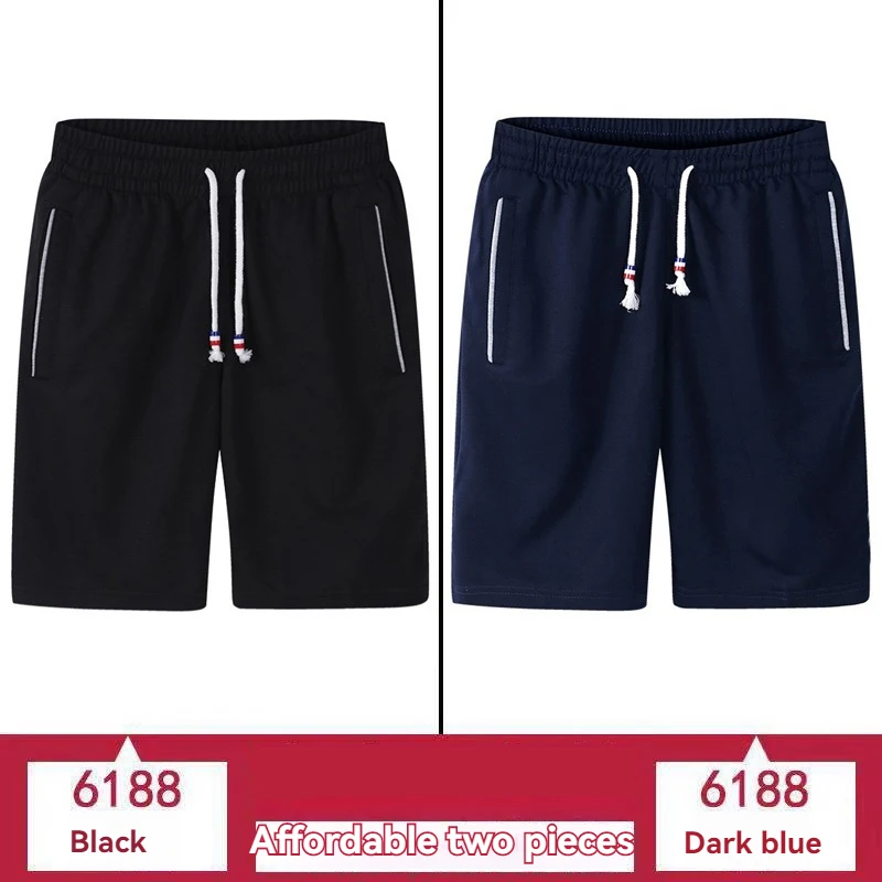 Men Sports Shorts Summer Cotton Silk Pentagonal Thin Sweat Absorbing Quick Drying Casual 2PCS