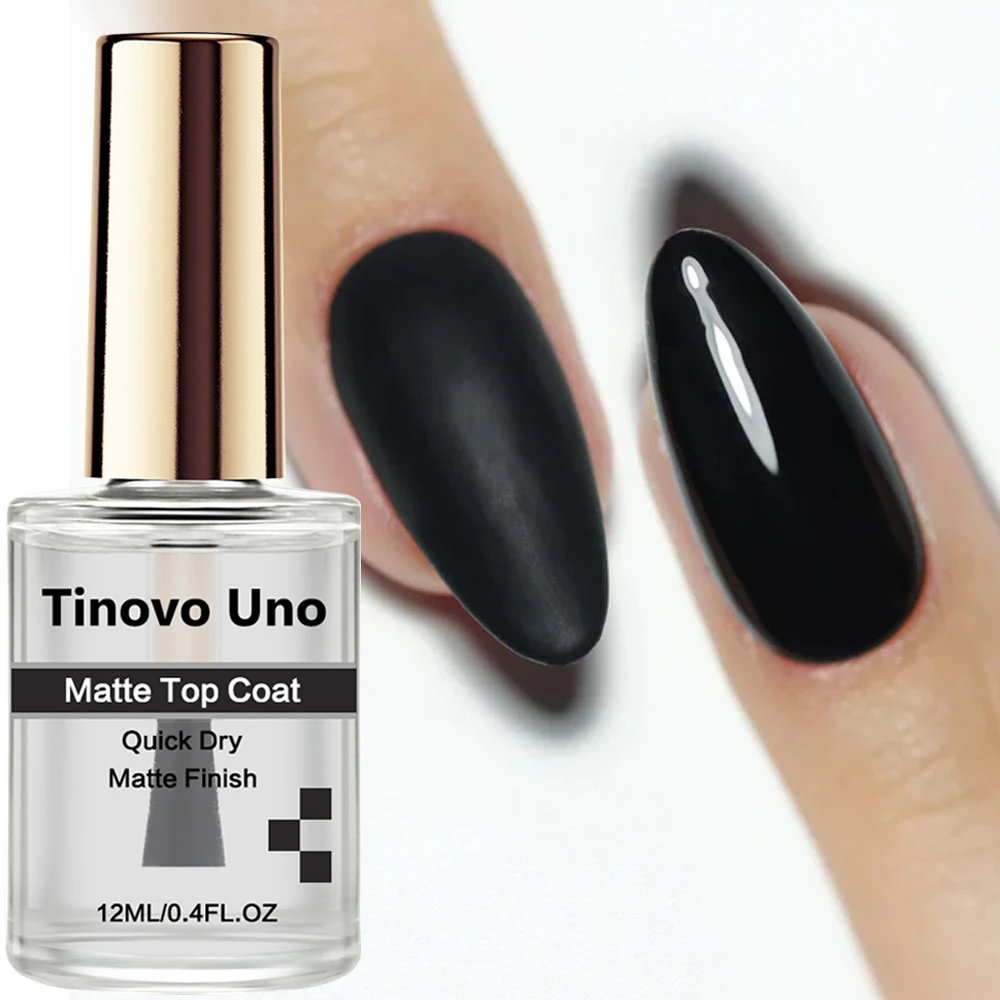 Tinovo Uno Normal Matte Top Coat Quick Dry Matte Regular Nail Polish Finish 12ML Long Lasting Wear Clear Nails Lacquer Sealer nail polish finish
