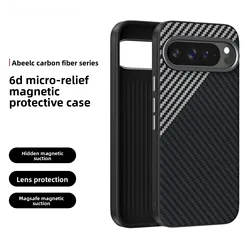 Premium Carbon Fiber Shockproof Phone Case with MagSafe - Compatible Wireless Charging - Google Pixel 10a (Black Grey)