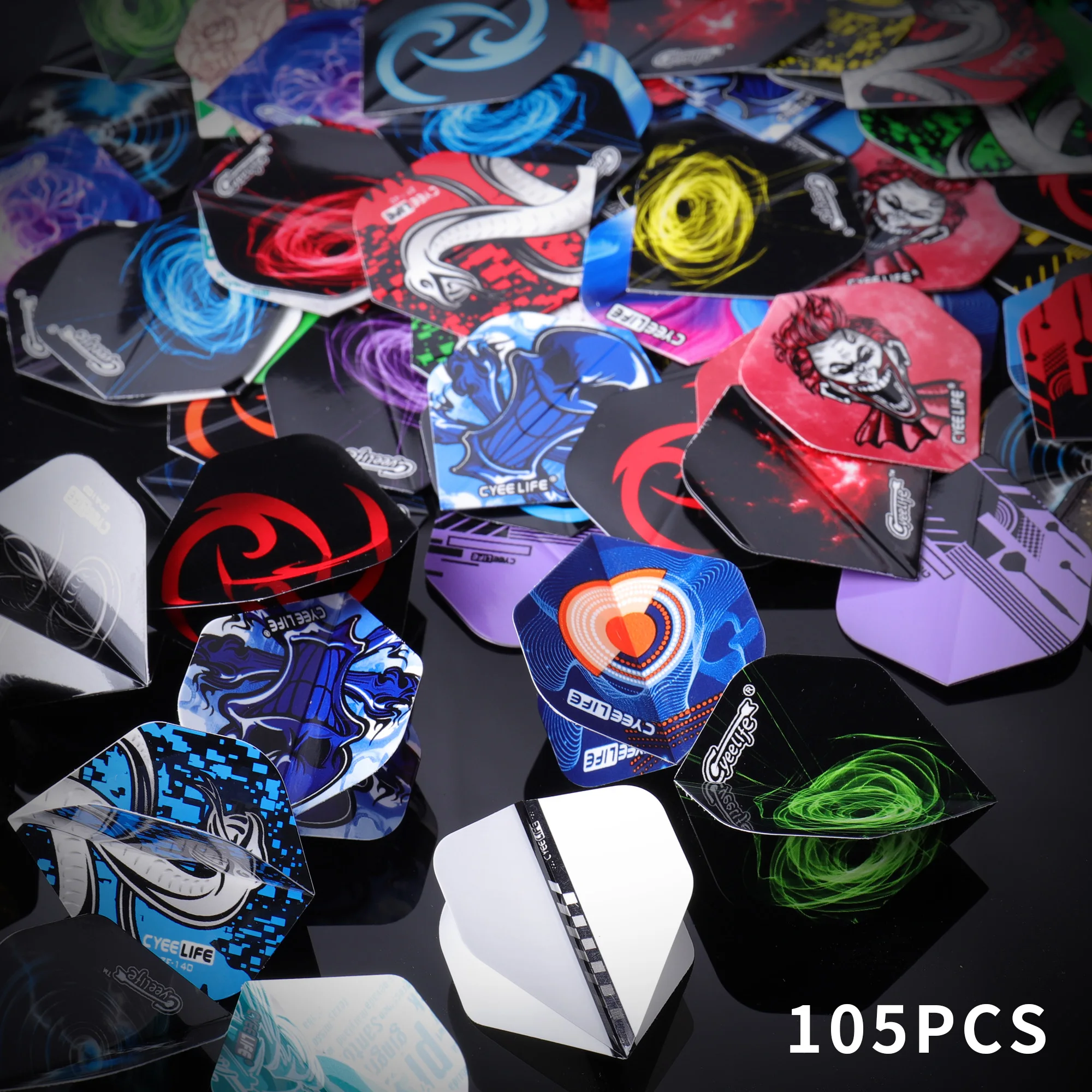 105-Piece Dart Flights Set - Standard PET Flights For Soft & Steel Tip Darts (35 Designs)