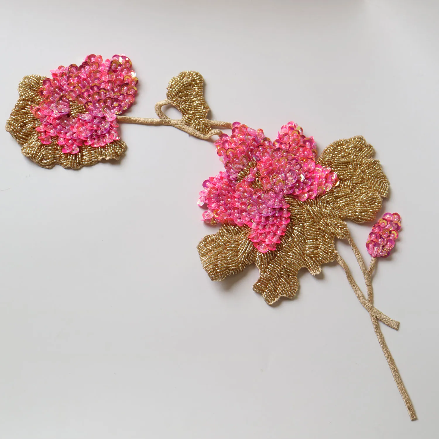 Peony Handmade Embroidered Beaded Brooch flower beads Pink