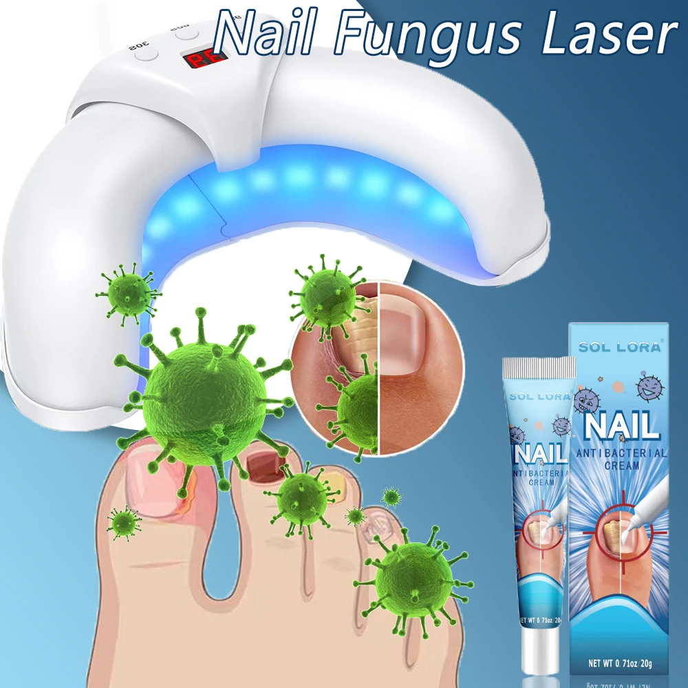Corded Nail Fungal Lamp Treatment Device Repair Toenail Fingernail Fungus Treat Onychomycosis Laser Nails With Toe Care Cream