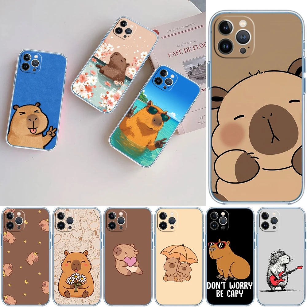 Cartoon Capybara Soft Shell Transparent Phone Case