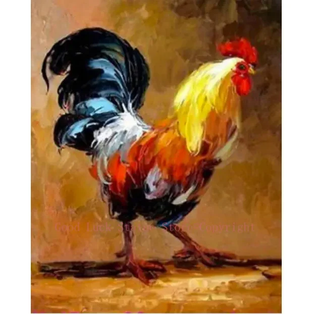 

TOP Original ART oil painting # animal cock rooster art painting -100% hand painted OIL painting-accept custom painting 18