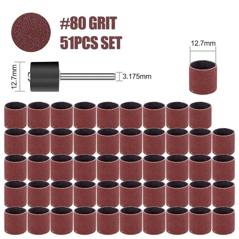CMCP Sanding Drum Set Grit #80 #100 #120 Dremel With Sanding Mandrels Sanding Bands For Dremel Rotary Tools Abrasive Tools - Image 15
