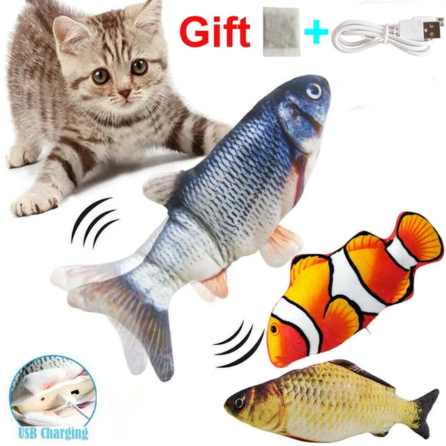 2 Pack Moving Cat Kick Fish Toys, Dog Toys Fish Moving Fish Cat Toys,  Twisting Fish Catnip Toys, Interactive