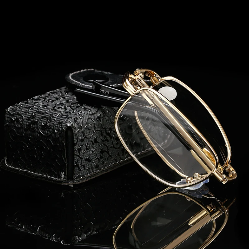 Reading Glasses Men Portable Presbyopia Glasses with Box Foldable Prescription Eyeglasses +1.0 to +4.0