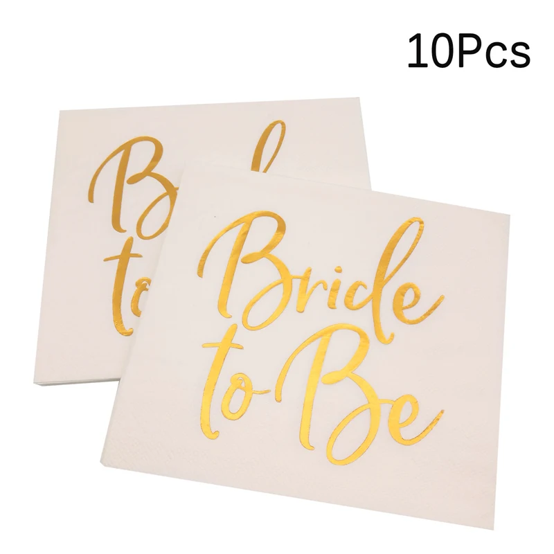 10pcs Gold Birde To Be Wedding Paper Napkin Disposable Tableware Bridal Shower Bachelorette Hen Night Party Decoration Supplies