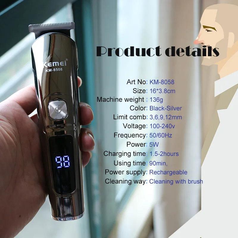 Kemei KM-8508 Hair Clipper Hair Trimmer Electric Clipper Razor Shaver Beard Trimmer Men Shaving Machine Cutting Nose hair clipper electric shaver hair trimmer ear and nose hair trimmer