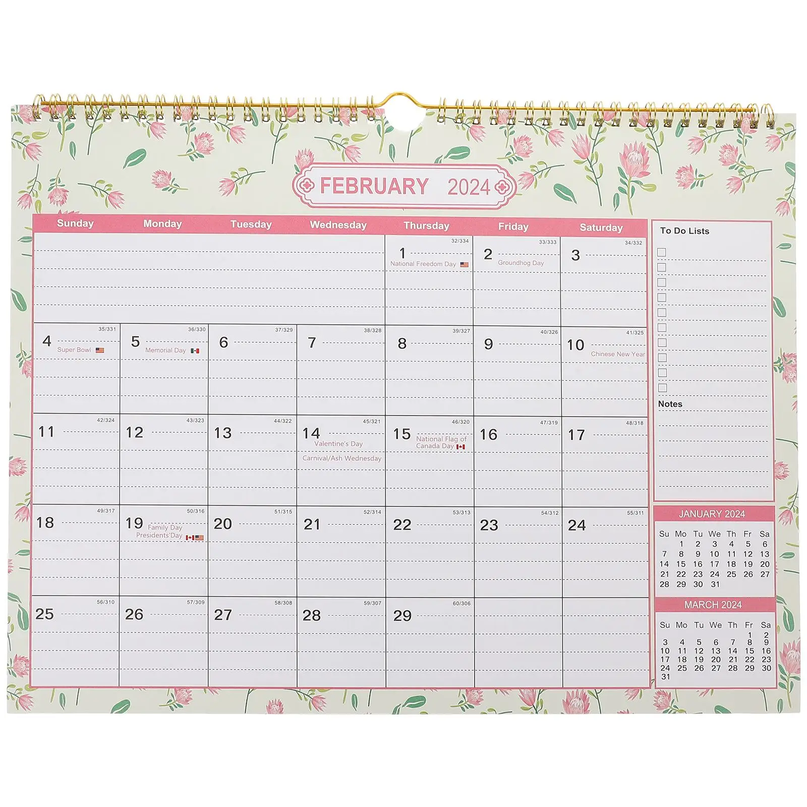 2024 English Wall Hanging Tearable Calendar Yearly Planner Sheet Memo Pad To Do List Agenda Schedule Organizer Check List