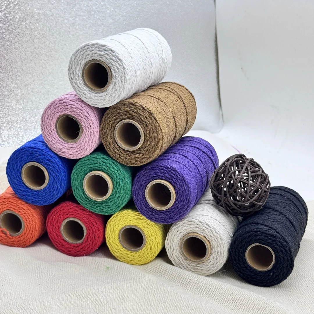 2mm 100M(3937") Cotton Macrame Cord Rope String Twisted Twine Braided Crafts Handwork DIY Home Textile Christmas Party Decor