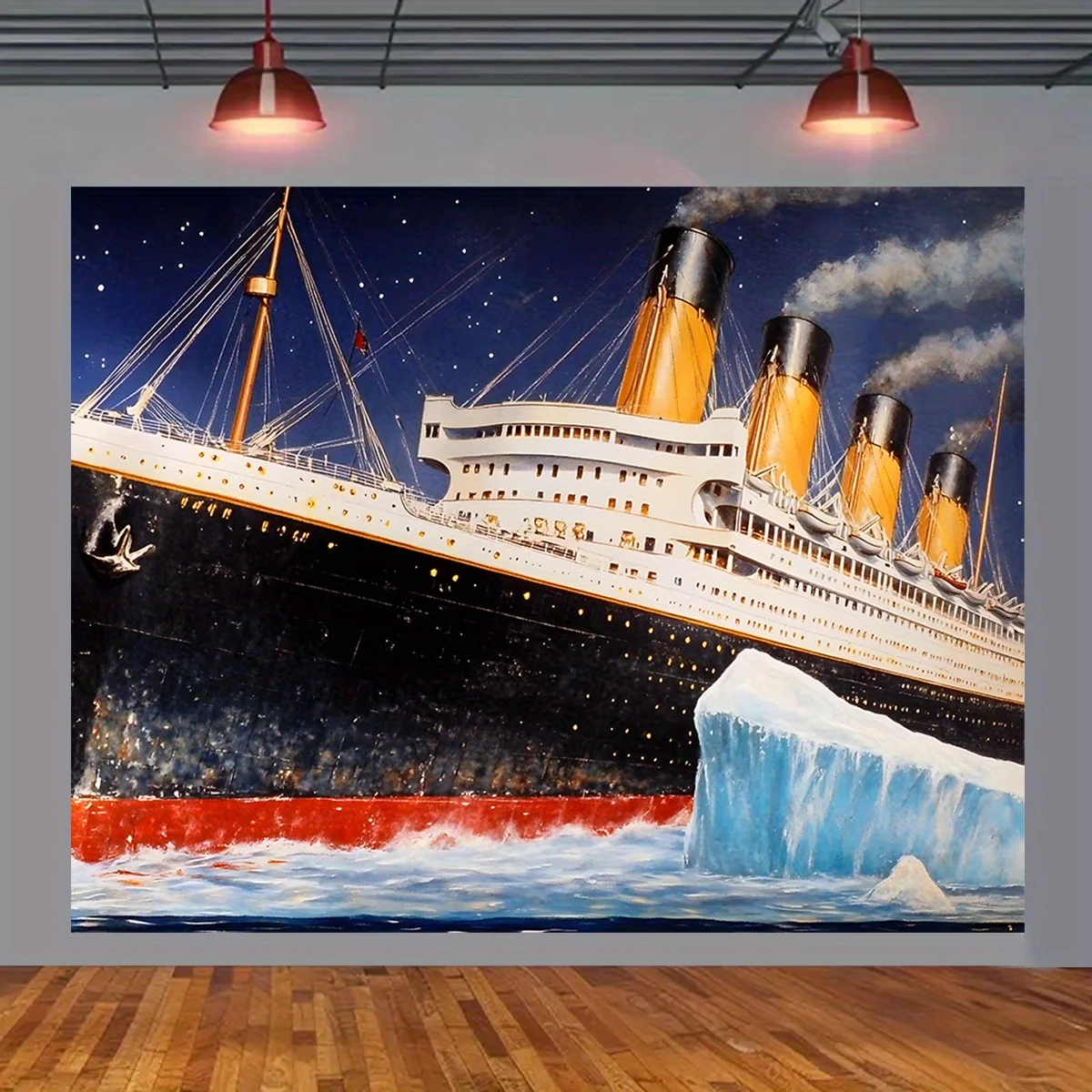 1, Titanic- und Eisberg-Ölgemälde-Banner-Hintergrund, geeignet für Geburtstage, Feiertage, Partys, mehrere Größen zur Auswahl – Detail 1