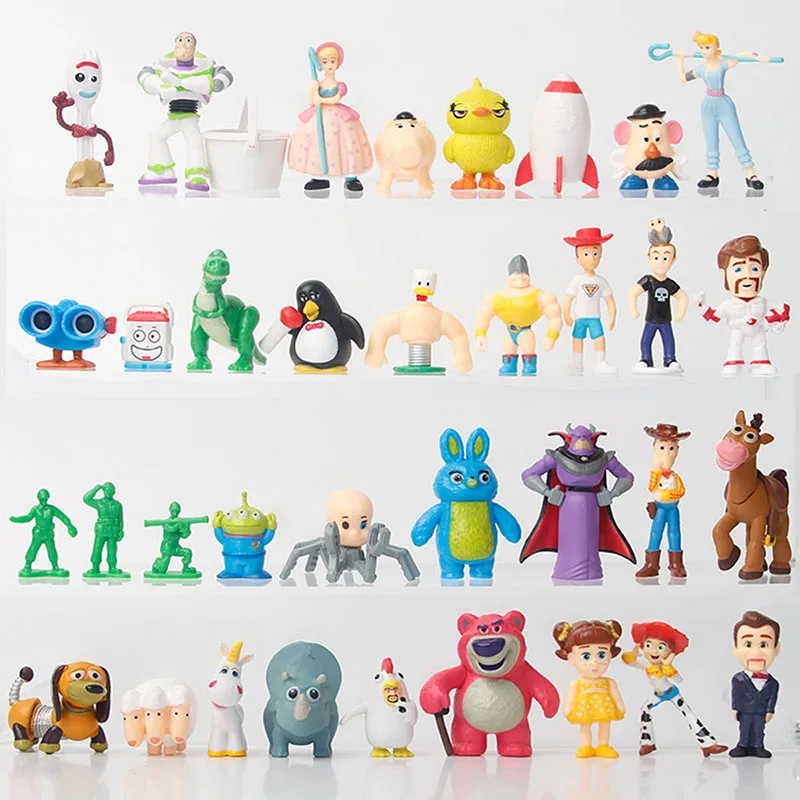 36 Pz/Set 3-5Cm Disney Movie Cartoon Toy Story Woody Buzz Lightyear Lasso Straberry Bear Action Figure Giocattoli Modello Da Collezione